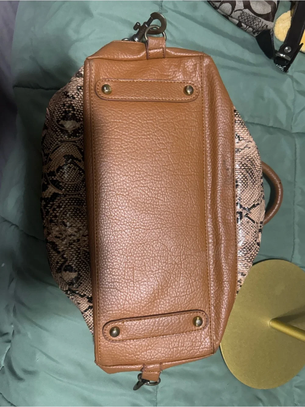 Coach Tan/Brown Signature Jacquard Leather Satchel
